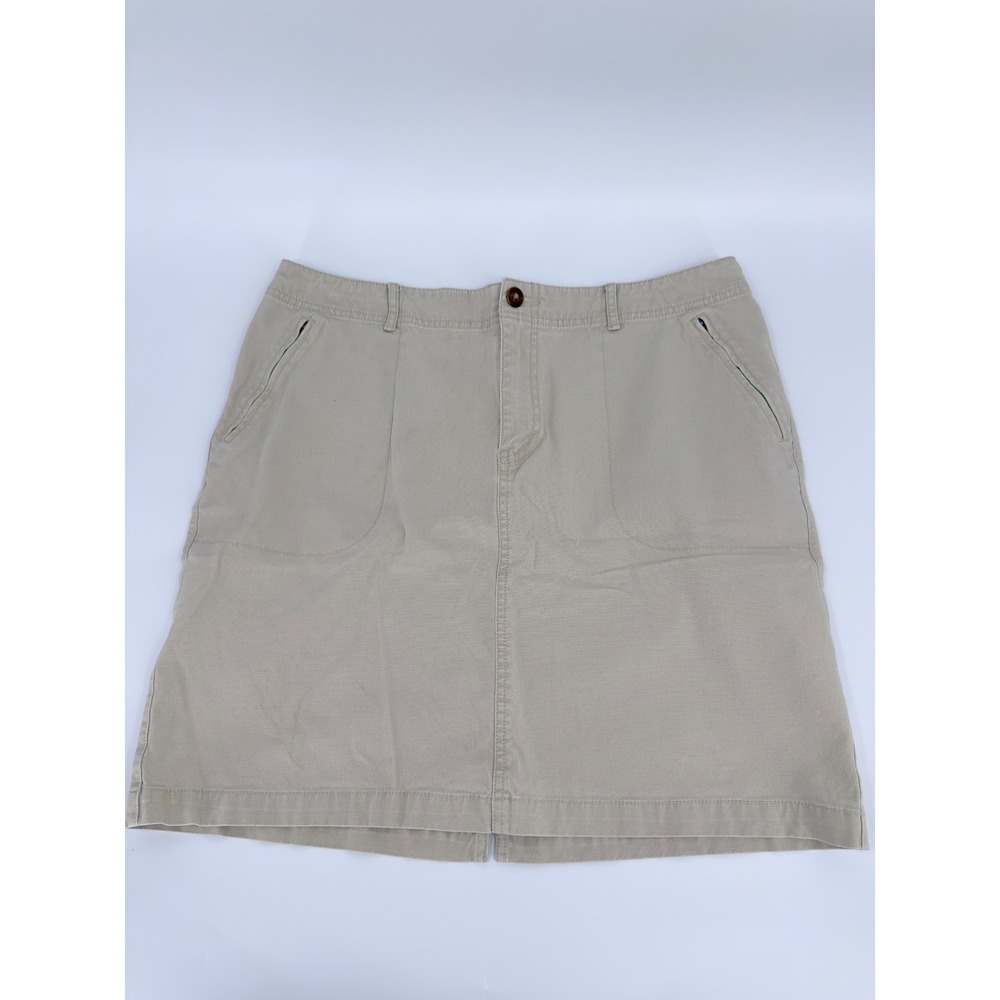 Eddie Bauer Skirt Cargo Utility Women Size 14 Khaki Tan Stretch Chino Skirt